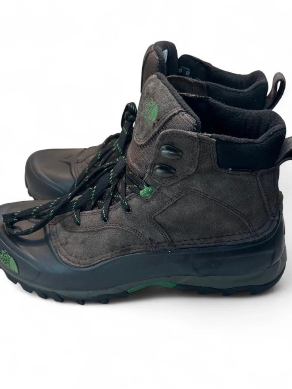 The North Face Kids Black Boots with Green Accents